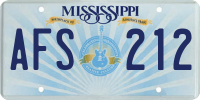 MS license plate AFS212