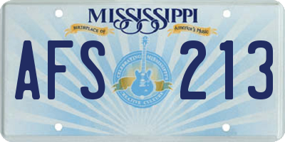 MS license plate AFS213