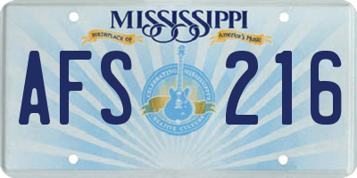 MS license plate AFS216