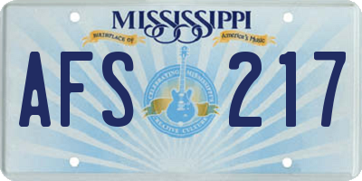 MS license plate AFS217