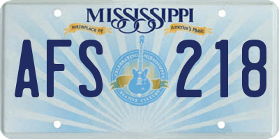MS license plate AFS218