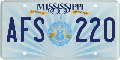 MS license plate AFS220