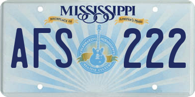 MS license plate AFS222