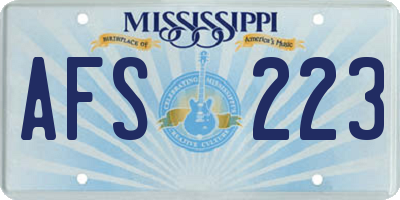 MS license plate AFS223