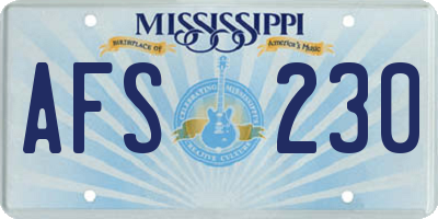 MS license plate AFS230