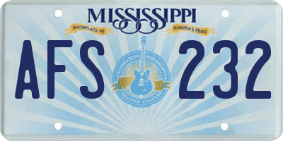 MS license plate AFS232