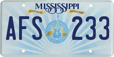 MS license plate AFS233
