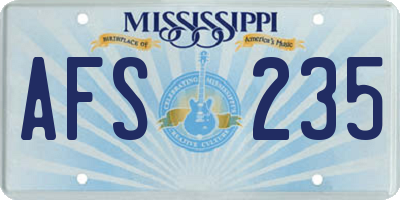MS license plate AFS235