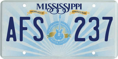 MS license plate AFS237