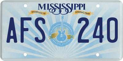 MS license plate AFS240