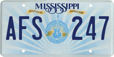 MS license plate AFS247