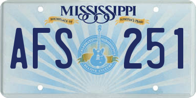 MS license plate AFS251
