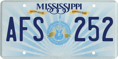 MS license plate AFS252
