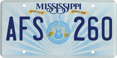 MS license plate AFS260