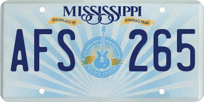 MS license plate AFS265