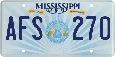MS license plate AFS270