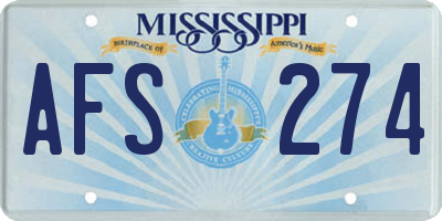 MS license plate AFS274