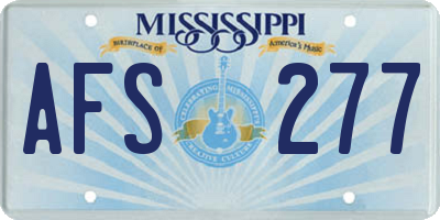 MS license plate AFS277