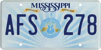 MS license plate AFS278