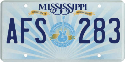 MS license plate AFS283