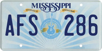 MS license plate AFS286