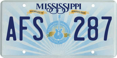 MS license plate AFS287