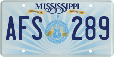 MS license plate AFS289
