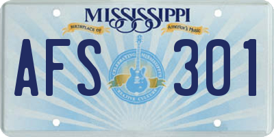MS license plate AFS301