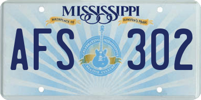 MS license plate AFS302