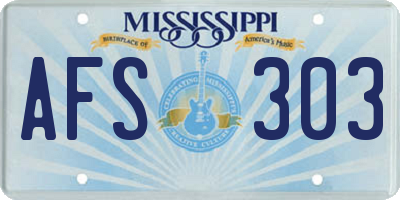 MS license plate AFS303