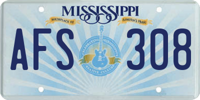 MS license plate AFS308