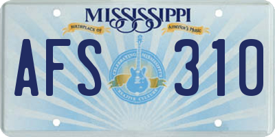 MS license plate AFS310