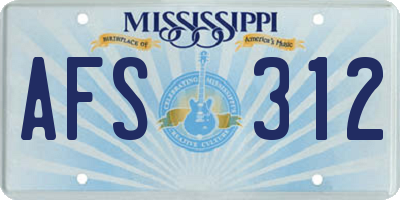 MS license plate AFS312