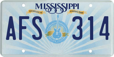 MS license plate AFS314