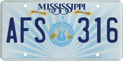 MS license plate AFS316