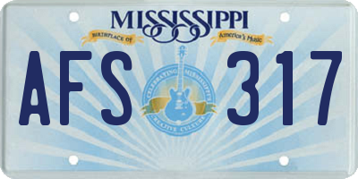 MS license plate AFS317