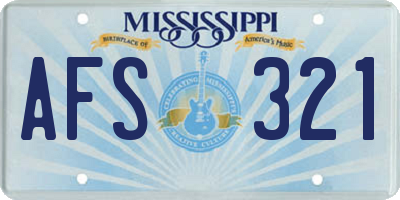 MS license plate AFS321