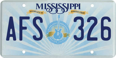 MS license plate AFS326