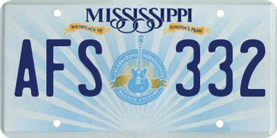 MS license plate AFS332