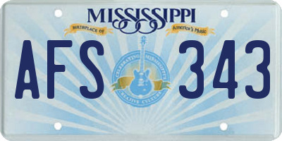 MS license plate AFS343