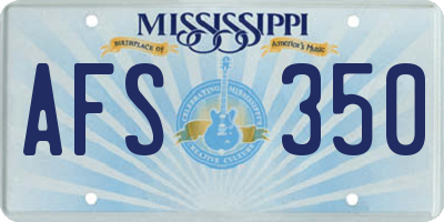 MS license plate AFS350