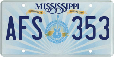 MS license plate AFS353