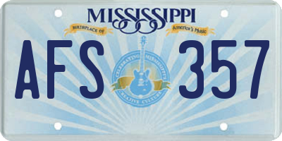 MS license plate AFS357