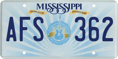 MS license plate AFS362