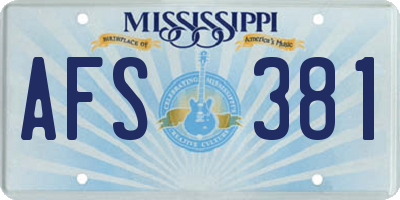 MS license plate AFS381