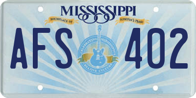 MS license plate AFS402