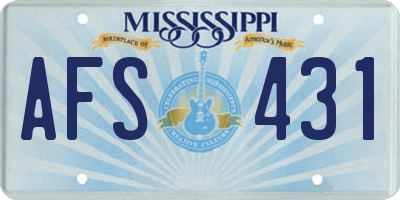 MS license plate AFS431