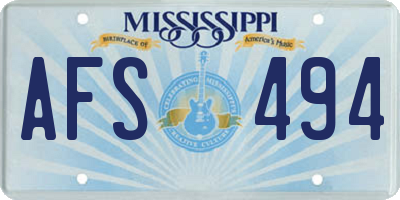 MS license plate AFS494