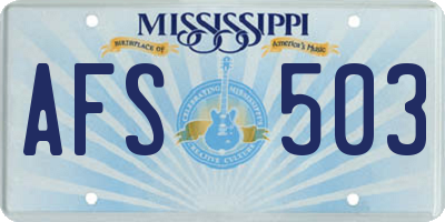 MS license plate AFS503