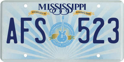 MS license plate AFS523